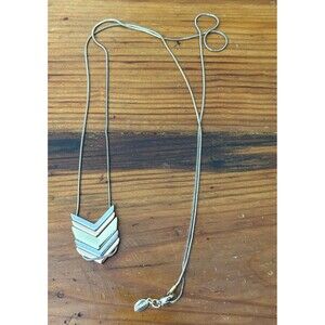 Vintage Express Arrowstack Chevron Necklace Multi Color Metal ~36” Chain